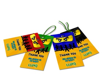 Personalized Ninja Birthday Party Favor Tags (Digital Corjl Template) NL01