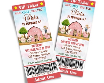 Entrada digital para invitación a la granja floral, pase de acceso rústico imprimible FM01