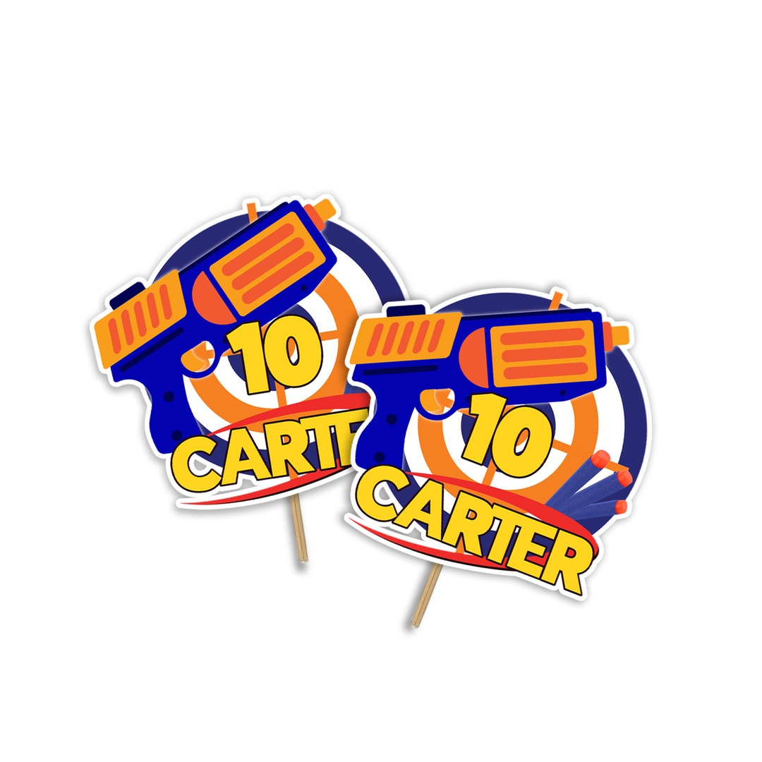 Dart Gun Cake Topper Gun War Birthday Party Decorations Dart War Cake ...