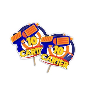 Dart Gun Geburtstag Cake Topper | Kriegsparty, Corjl Template (Digitaler Download) DG01