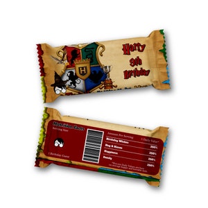 Printable Wizard Rice Krispies Label | Magic School Candy Bar Wrapper | Wizardry Birthday Decorations | Editable Corjl Template WZ01