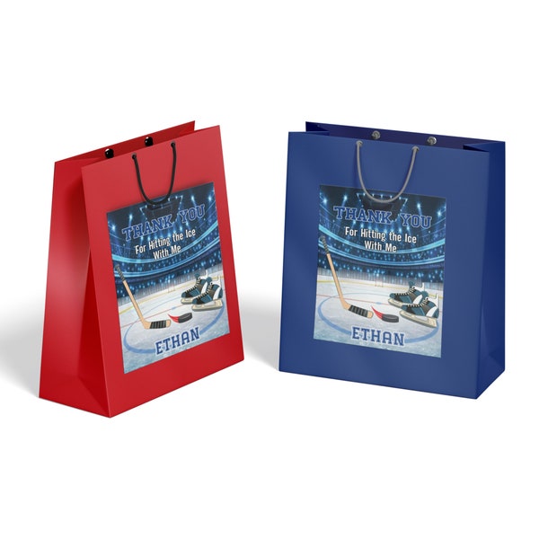 Hockey Gift Bag Label | Hockey Goody Bag Label | Hockey Favor Bag Label | Hockey Theme Birthday Decorations | Corjl Template HK01