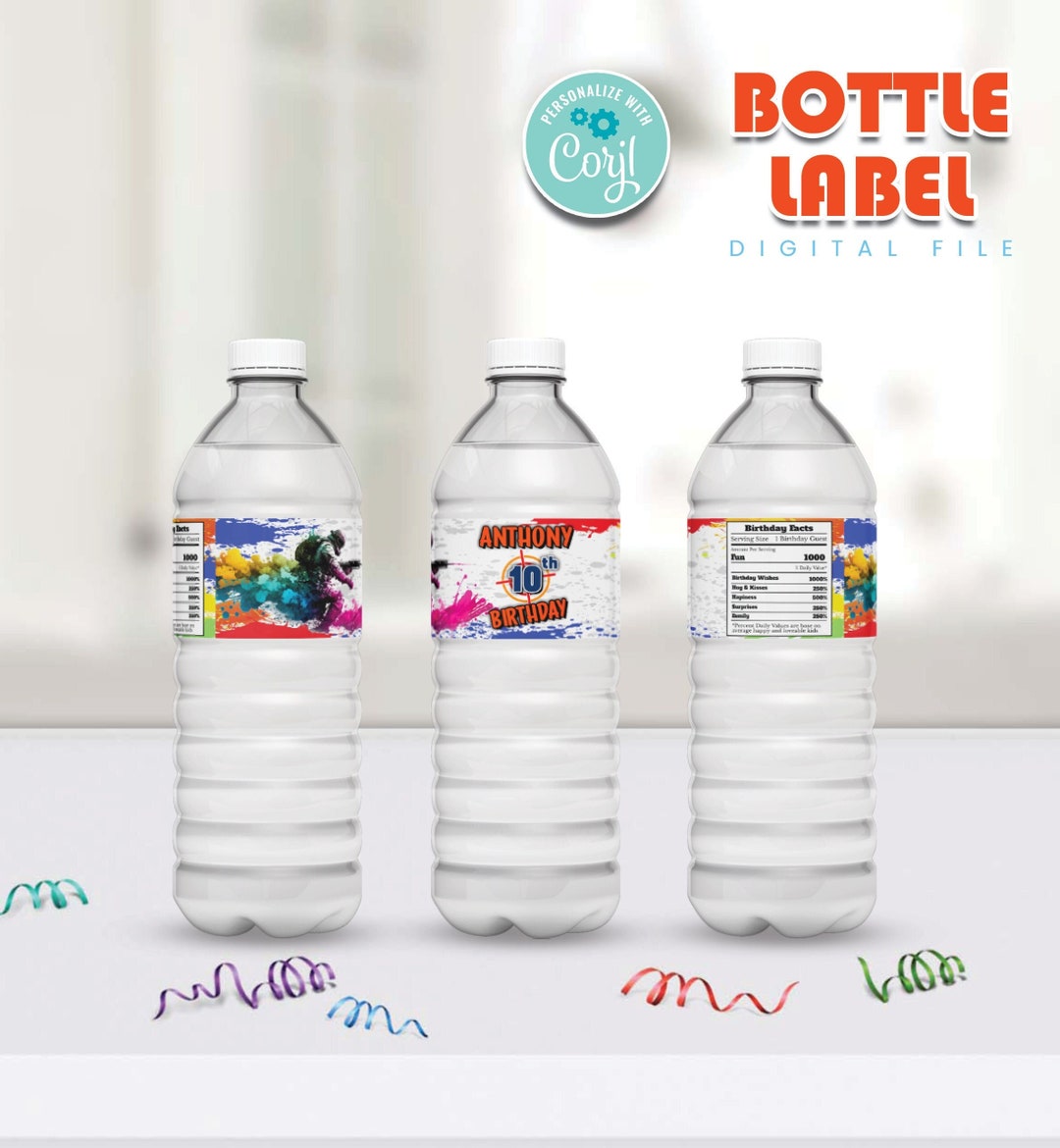 Paintball Bottle Label Paintball Birthday Water Bottle Etsy
