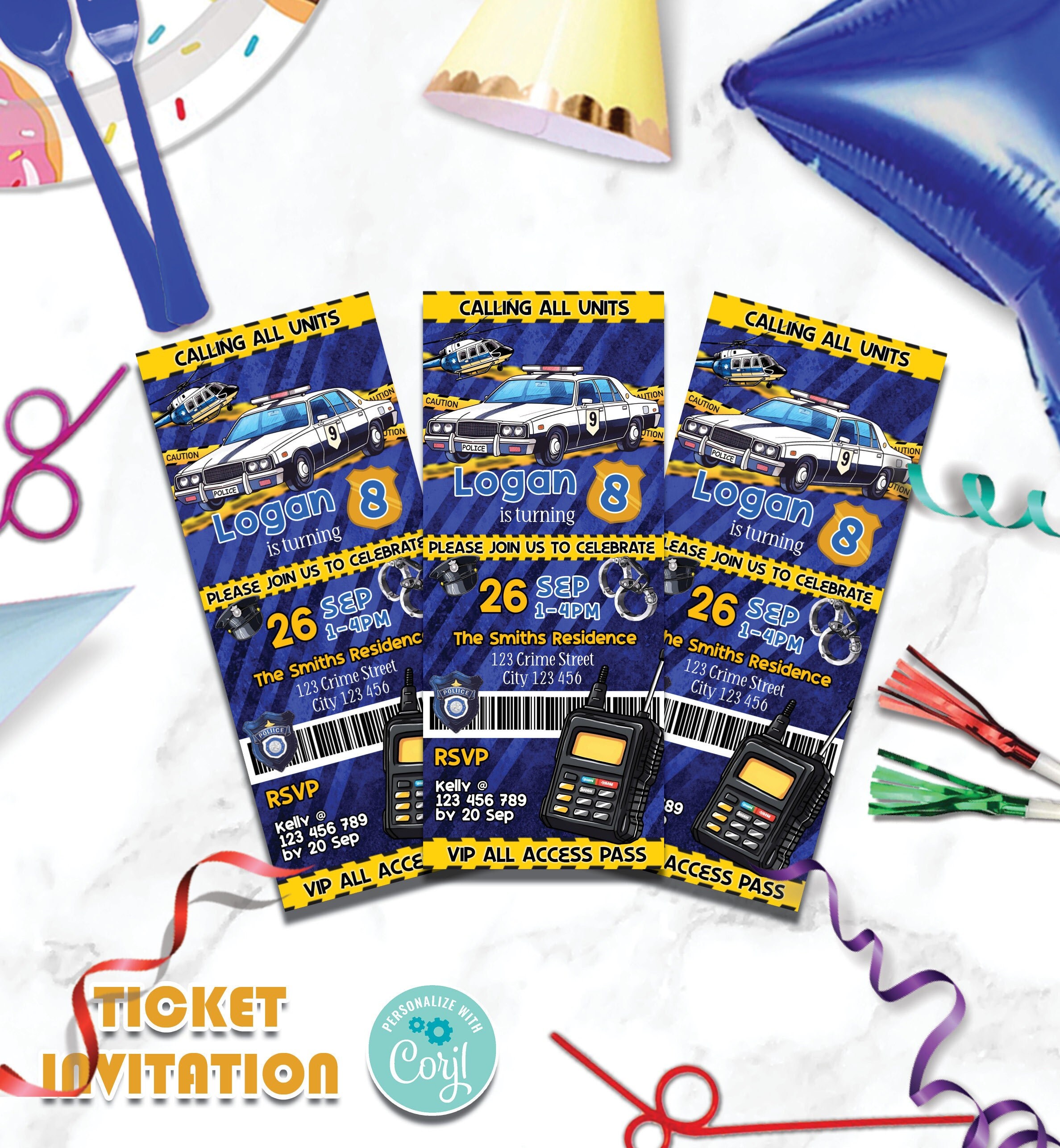 Birthday Invitation Police Ticket Free Printable
