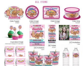 Capybara Party Bundle Digital Download Printable Corjl Template Animal Birthday Kit CB01