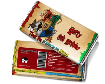 Wizard Chocolate Wrapper Template | Magic School Birthday (Corjl Template) WZ01