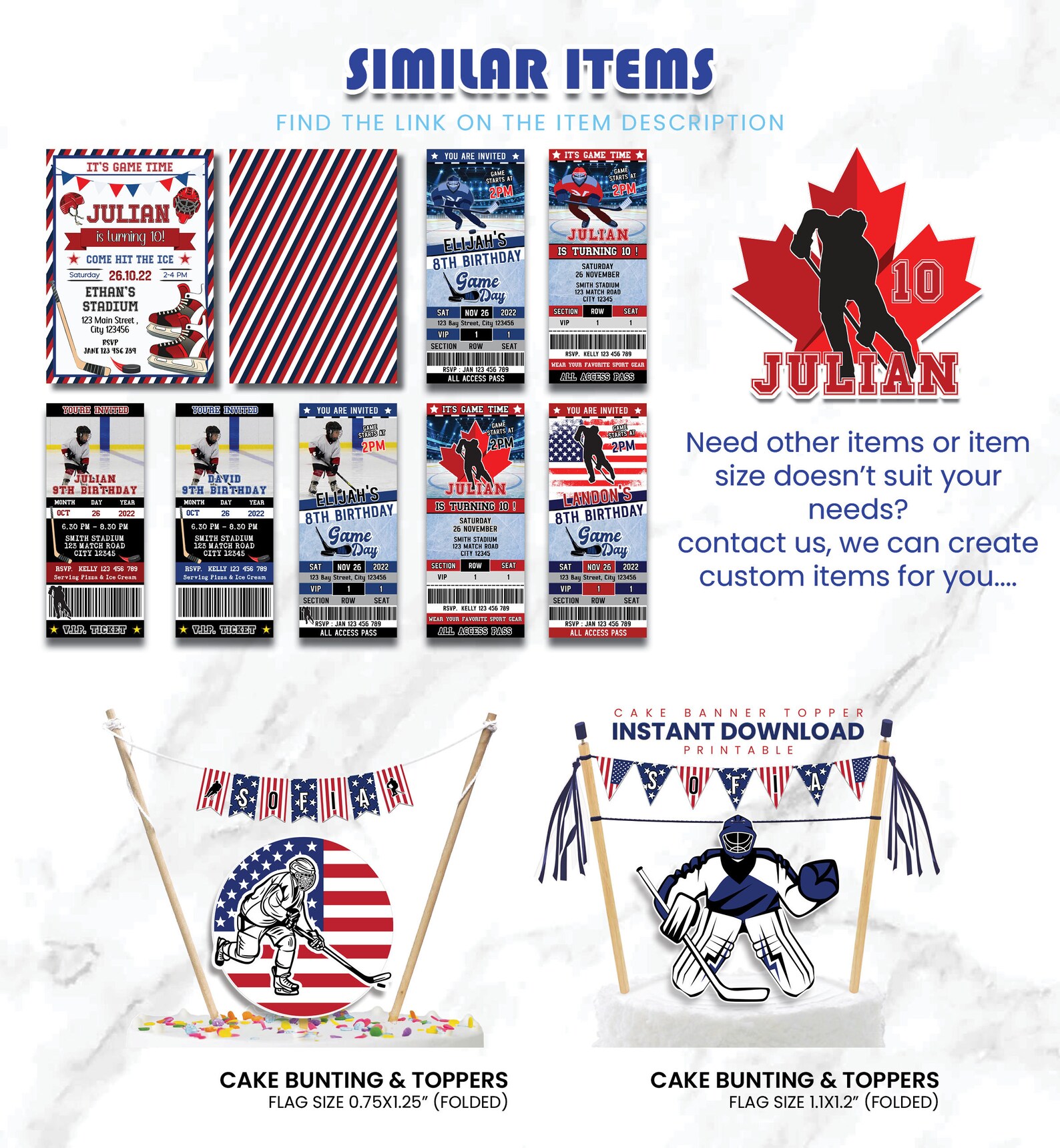 Printable Hockey Birthday Cake Topper Ice Hockey Etsy