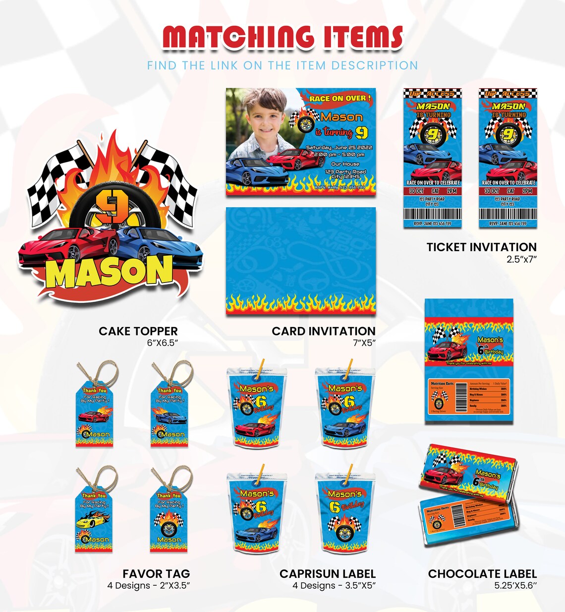 Printable Race Car Cake Topper Racing Car Centerpieces Etsy