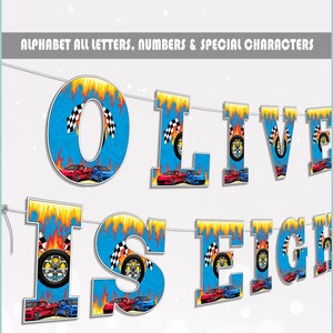 Alfabeto de coches de carreras PNG / Banner de cumpleaños de coches de carreras / Guirnalda de letras de coches de carreras / Decoraciones de cumpleaños de coches de carreras / Descarga instantánea RC01