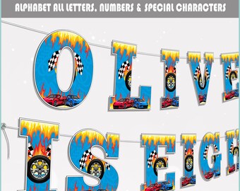 Race Car Alphabet PNG | Race Car Birthday Banner | Race Car Letter Garland | Race Car Birthday Decorations | Instant Download RC01