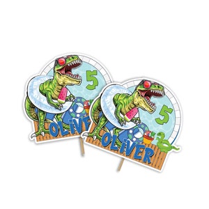 Printable Dinosaur Cake Topper | Trex Centerpieces | Dino Birthday Decorations | Dinosaur Editable Corjl Template DS01