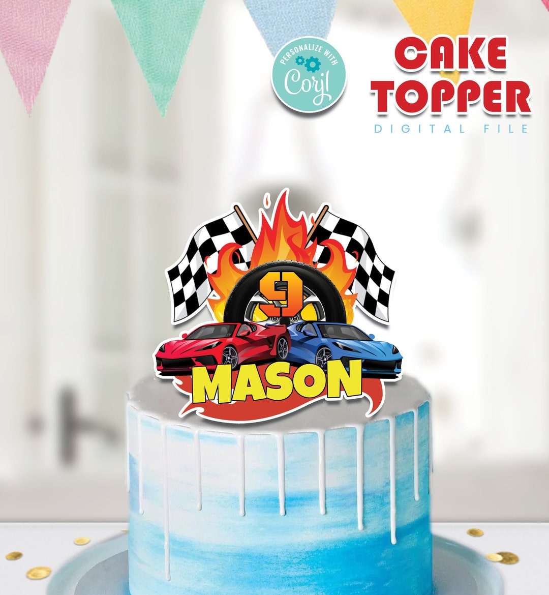 Printable Race Car Cake Topper Racing Car Centerpieces Etsy
