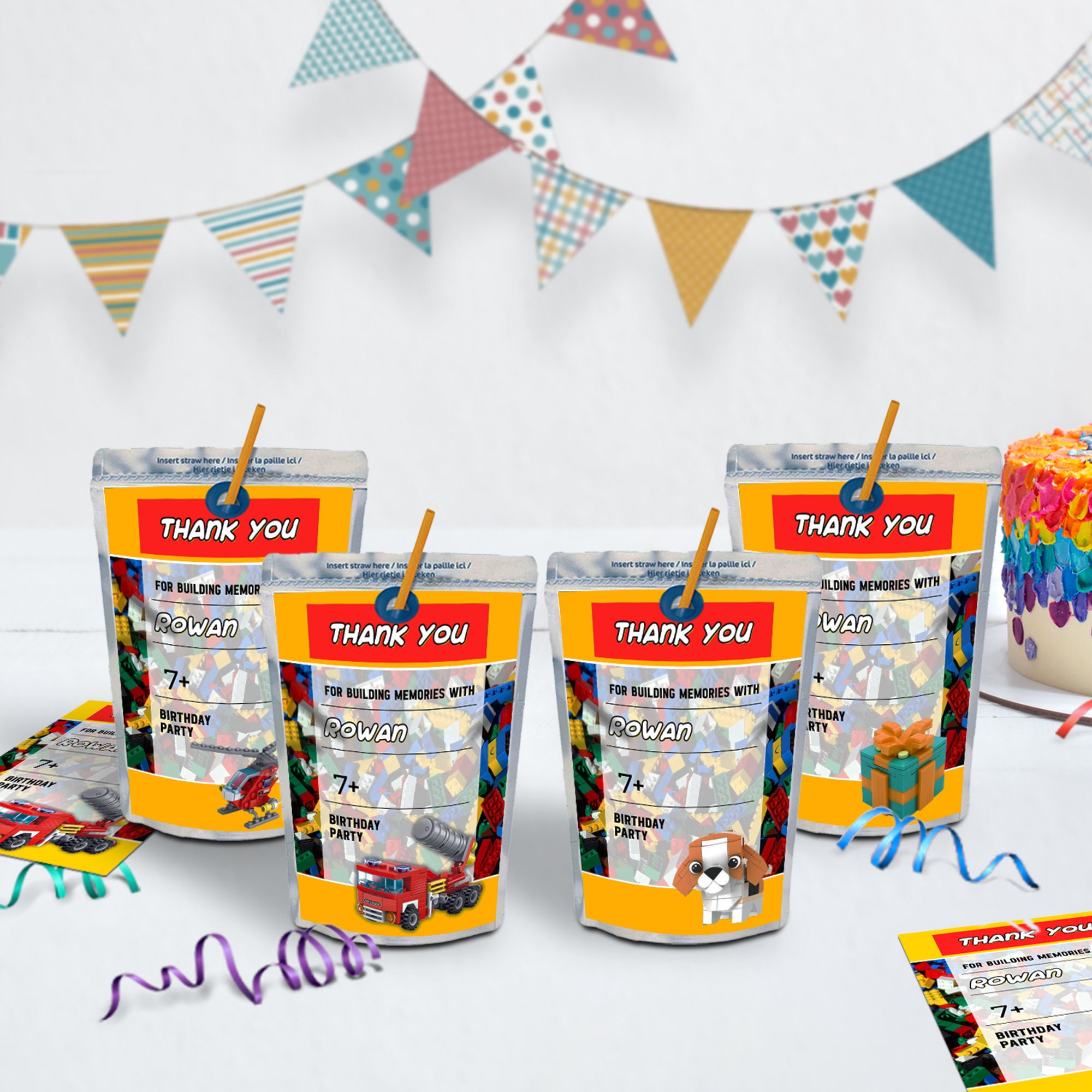 Building Blocks Caprisun Label | Bricks Party, Editable Template ...