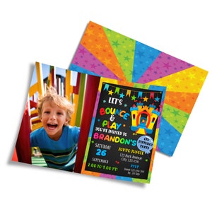 Bouncing Castle Invitation with Photo | Bouncy House Party | Playground Birthday Invitation| Printable Summer Backyard Birthday Party | BC01