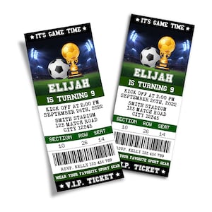 Verjaardagsuitnodiging voetbalticket | Afdrukbare Corjl-sjabloon SC01