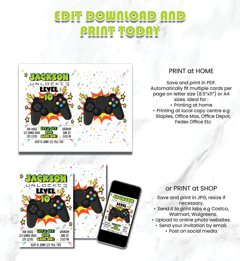 Printable Playstation Birthday Invitation Controller Game - Etsy