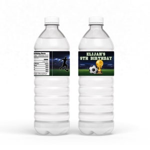 Printable Soccer Bottle Label | Soccer Birthday Water Bottle Label | Soccer Water Bottle Tag | Printable Corjl Template SC01