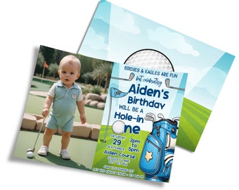 Golf Invitation Card Photo Digital Download Printable Par Tee Picture Card GF01