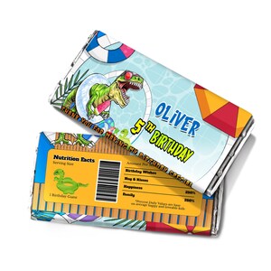 DIY Dinosaur Chocolate Label | Trex Chocolate Wrapper | Dinosaur Hershey Chocolate Bar | Party Favor Labels | Digital Corjl Template DS01