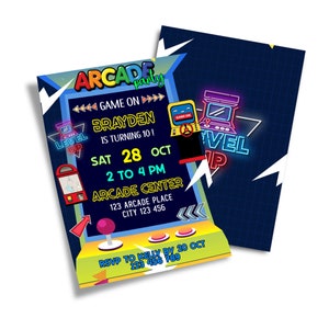 Printable Arcade Games Invitation | Arcade Games Party | Gamer Birthday Invitation | Arcade Theme Corjl Template AC01