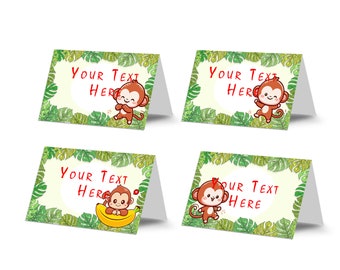 Cute Monkey Food Tent Cards Digital Download Printable Buffet Label MK01