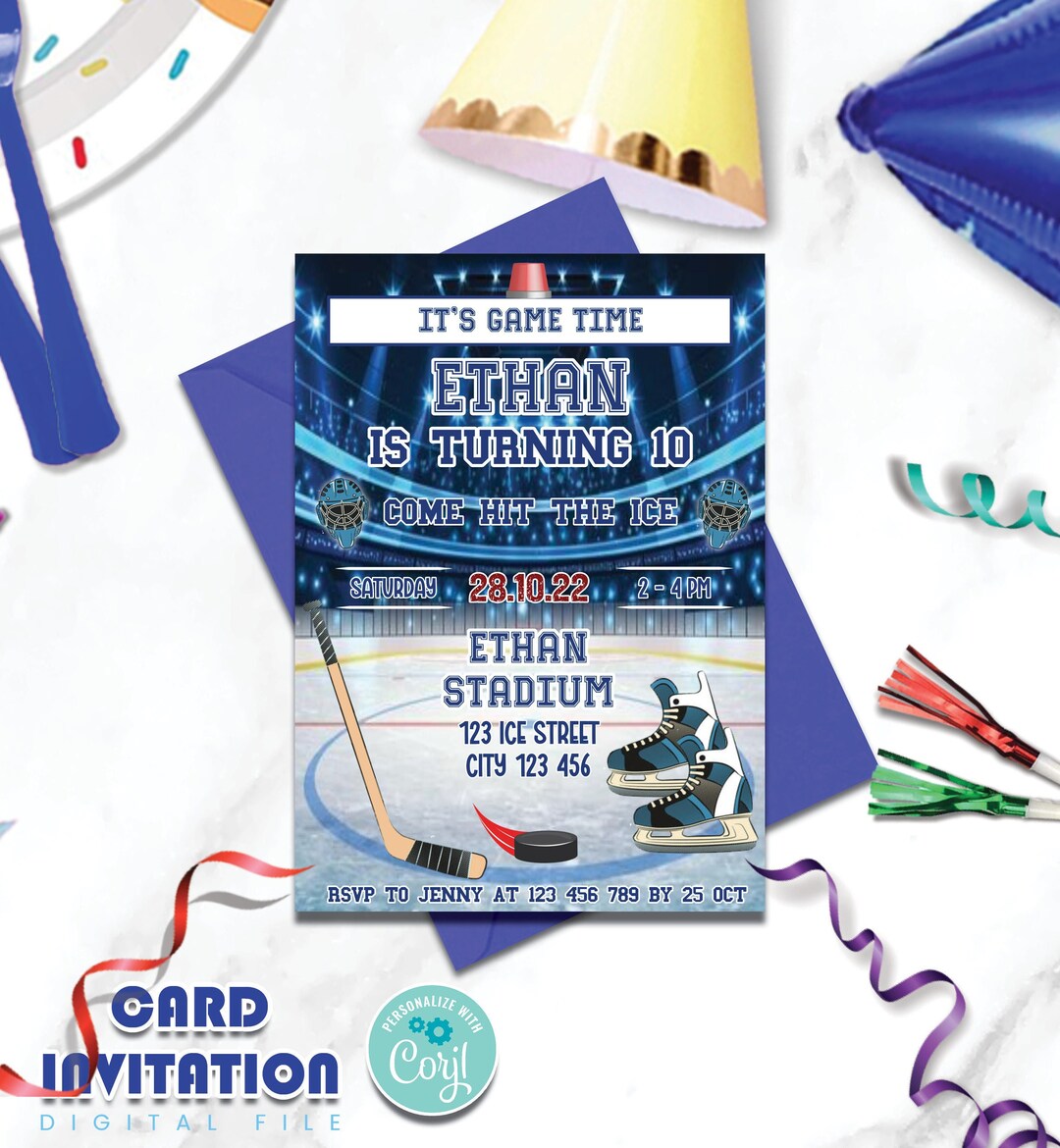 Printable Hockey Birthday Invitation Ice Hockey Games - Etsy
