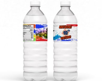 Étiquette de bouteille d'eau de paintball à téléchargement numérique imprimable emballage de boisson PB01