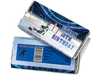 Hockey Birthday Chocolate Wrapper | Printable Party Favor (Corjl Template) HK01