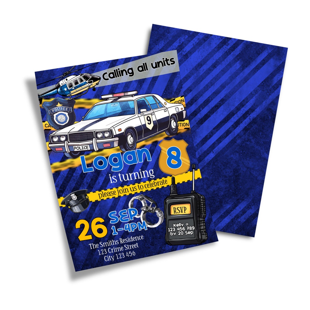 Printable Police Invitation Cop Birthday Invitations Police Decorations ...