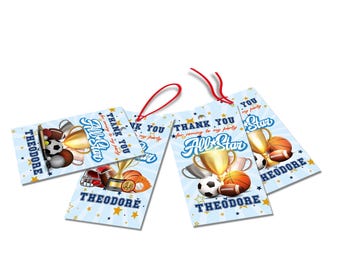 All Star Sports Favor Tags, Thank You Cards, Instant Download MVP01