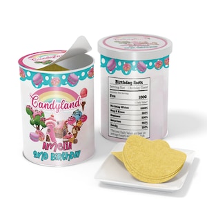 Printable Candyland Pringle Can Label | Candy Land Mini Chips Wrapper | Sweet Party Decorations | Editable Corjl Template CL01