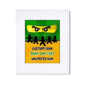 Druckbare Geburtstagsschild Ninja | Kundenspezifisches Zeichen Ninja-Ziegelstein | Ninja Figure Geburtstagsplakat | Kindergeburtstag Dekorationen | Corjl Schablone NL01