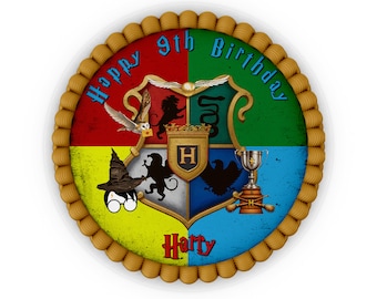 Personalized Wizard Birthday Cake Topper | Magic School (Corjl Template) WZ01