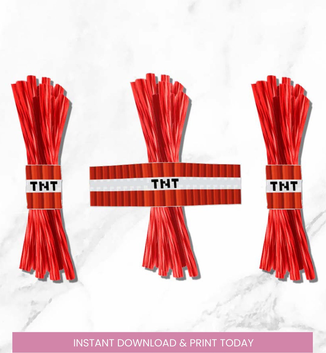 Pixelated Theme Birthday Party TNT Printable Licorice Twizzlers Label ...
