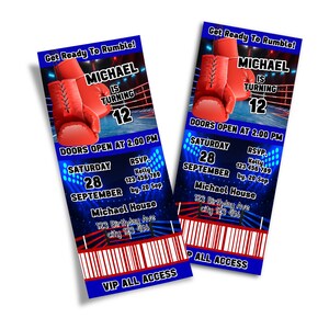 Printable Boxing Birthday Ticket Invitation Template | Boxing Birthday Invitation | Boxing Themed Party Invitation | Corjl Template BO01