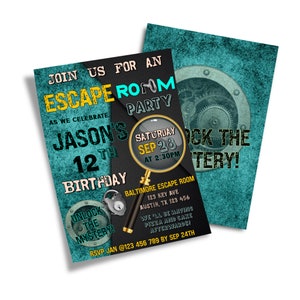 Printable Escape Room Invitations | Escape Room Party | Escape Room Birthday Invitation | Mystery Birthday Party | Escape Room Theme ER01