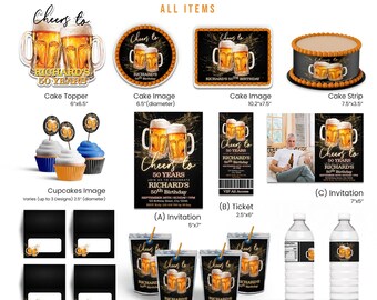Beer Birthday Party Bundle Digital Download Printable Cheers and Beers Decor Kit B01
