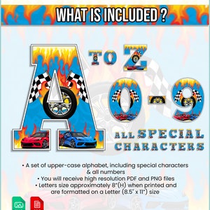 Race Car Alphabet PNG Race Car Birthday Banner Race Car Letter Garland ...