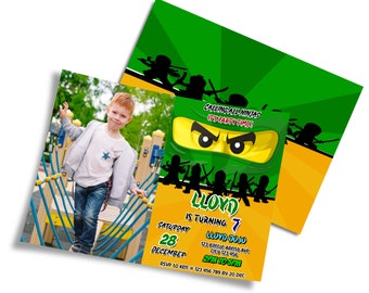 Ninja Birthday Invitation with Photo | Editable Brick Design (Digital Invite) NL01