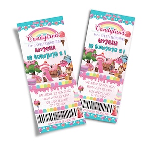 Editable Candy Land  Ticket Invitation, Candy Land Birthday Invitation, Sweet Party Invitation, Candy Land Decoration, Digital Template CL01