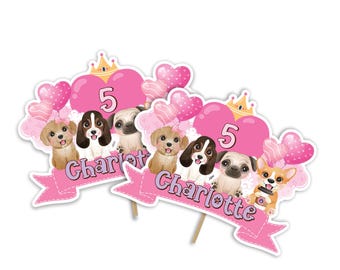 Puppy Birthday Cake Topper, Dog Party Decor, Printable DO1