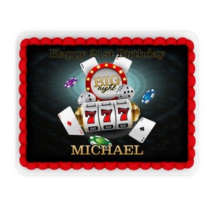 Printable Casino Themed Edible Icing Image, Pokies Cake Image Topper, Vegas Themed Edible Sheet, Cake Decorations, Digital Template CS01