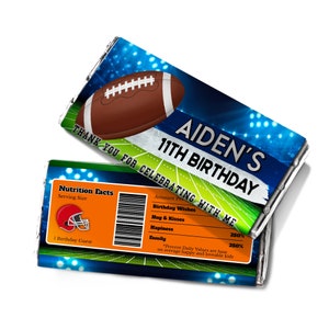 Printable Football Chocolate Label | Football Chocolate Wrapper Template | American Football Birthday Decorations | Corjl Template FB01