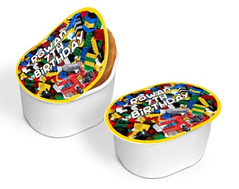 Bricks Mini Pringles Label | Building Blocks Birthday Party (Editable Template Corjl) BL01