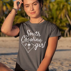 South Carolina Tee; Women&#39;s South Carolina Girl Shirt; South Carolina T-Shirt for Women: Gamecocks Tee; Carolina Palm Tree Tee;
