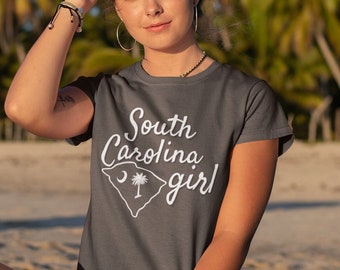 Maglietta da ragazza della Carolina del Sud: Palmetto & Moon, maglietta in morbido cotone