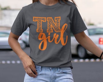 Tennessee Girl TShirt Unisex TN Girl Vols Animal Print Tennessee Womens Shirts Womens UT Football Tee For Her Go Big Orange