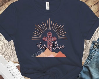 He's Alive Easter Cross Graphic Tee