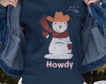 Felpa con pupazzo di neve "Ciao"; Felpa con pupazzo di neve "Ciao"; Felpa natalizia divertente; Felpa natalizia divertente; Maglietta natalizia country;