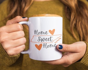 Women's Tennessee Coffee Mug, Home Sweet Home Tennessee Mug, 15oz Tennessee Mug for Vol Fan, Gift for Tennessee Fan, UT Football Mug for Her